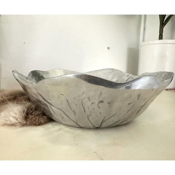 10” Aluminum Lettuce Bowl‎ formed cabbage decorative silver | spring Easter - Picture 8 of 8